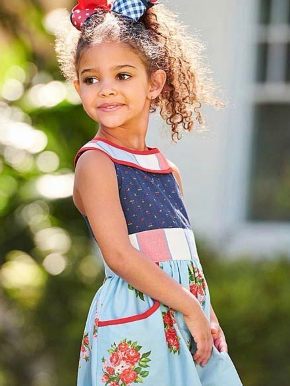 Matilda Jane Girls' On Parade patriotic Floral Patchwork Dress - Blue